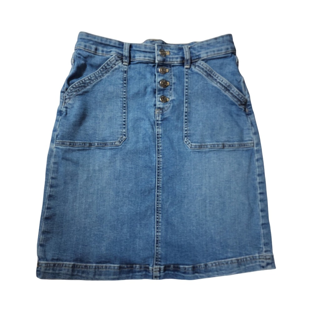 Chaps‎ Denim Womens Blue Button Front High Waist Mini Skirt Size 4 Medium Wash